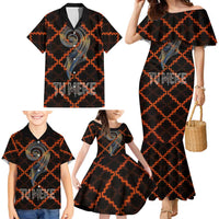 Tu Meke Maori New Zealand Slang Family Matching Mermaid Dress and Hawaiian Shirt with Glow Neon Step Style