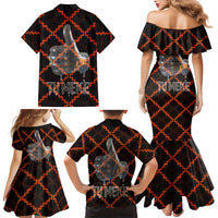 Tu Meke Maori New Zealand Slang Family Matching Mermaid Dress and Hawaiian Shirt with Glow Neon Step Style
