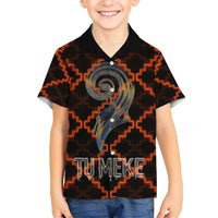 Tu Meke Maori New Zealand Slang Family Matching Off Shoulder Maxi Dress and Hawaiian Shirt with Glow Neon Step Style