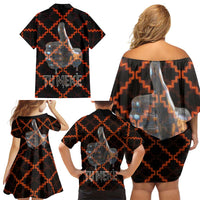 Tu Meke Maori New Zealand Slang Family Matching Off Shoulder Short Dress and Hawaiian Shirt with Glow Neon Step Style