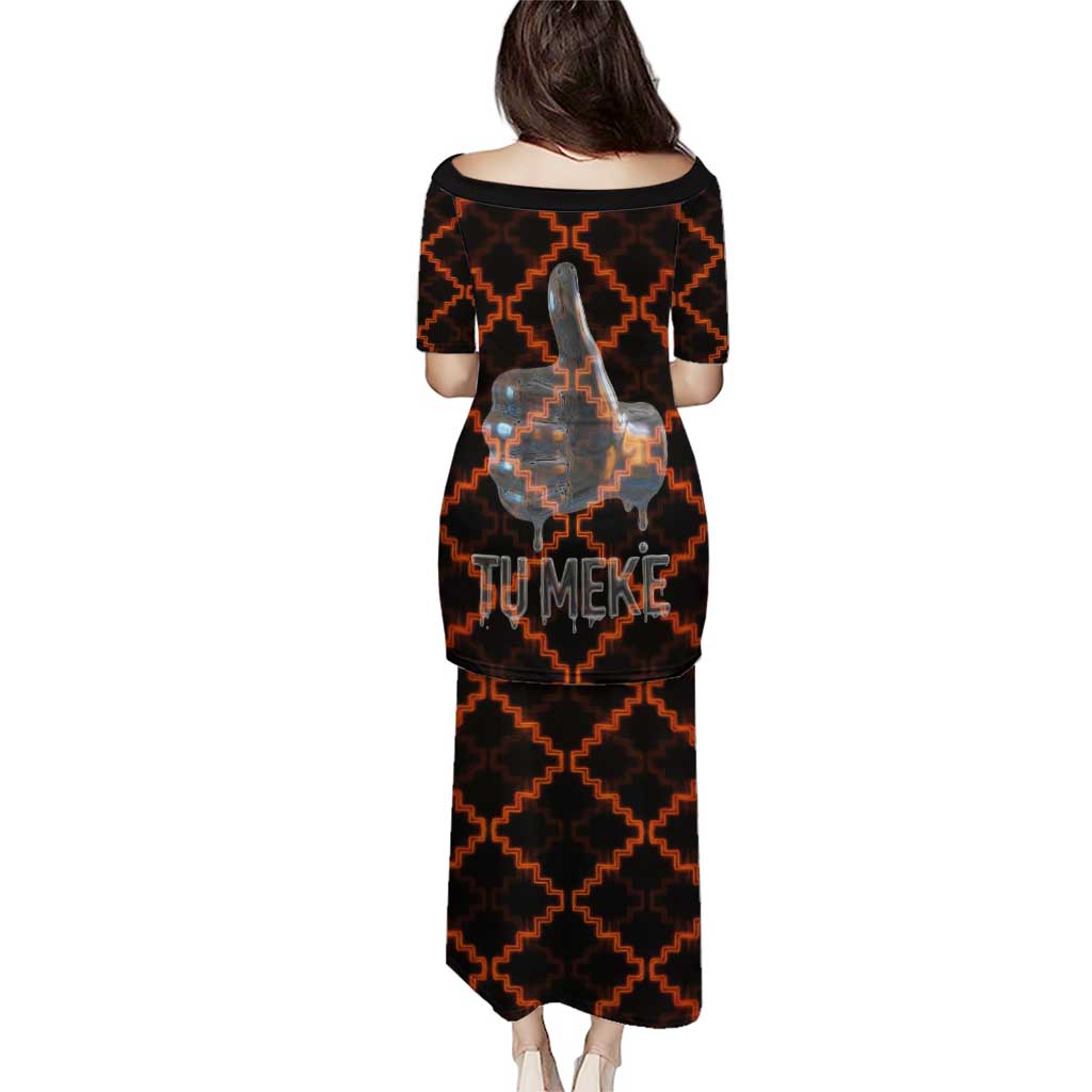 Tu Meke Maori New Zealand Slang Family Matching Puletasi and Hawaiian Shirt with Glow Neon Step Style