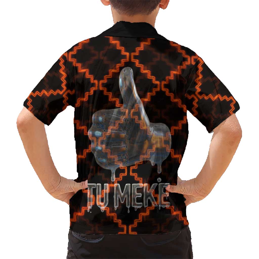 Tu Meke Maori New Zealand Slang Family Matching Summer Maxi Dress and Hawaiian Shirt with Glow Neon Step Style