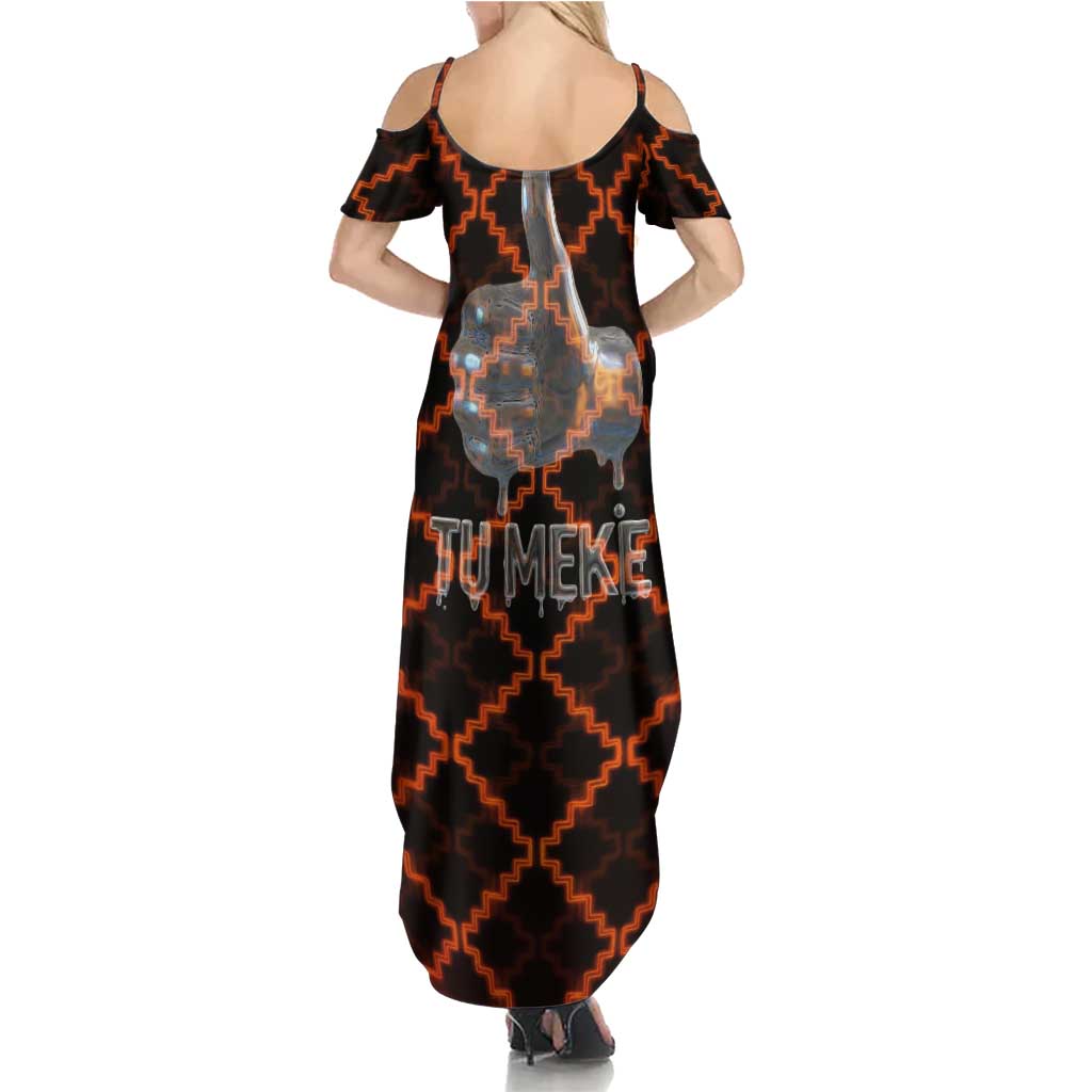 Tu Meke Maori New Zealand Slang Family Matching Summer Maxi Dress and Hawaiian Shirt with Glow Neon Step Style