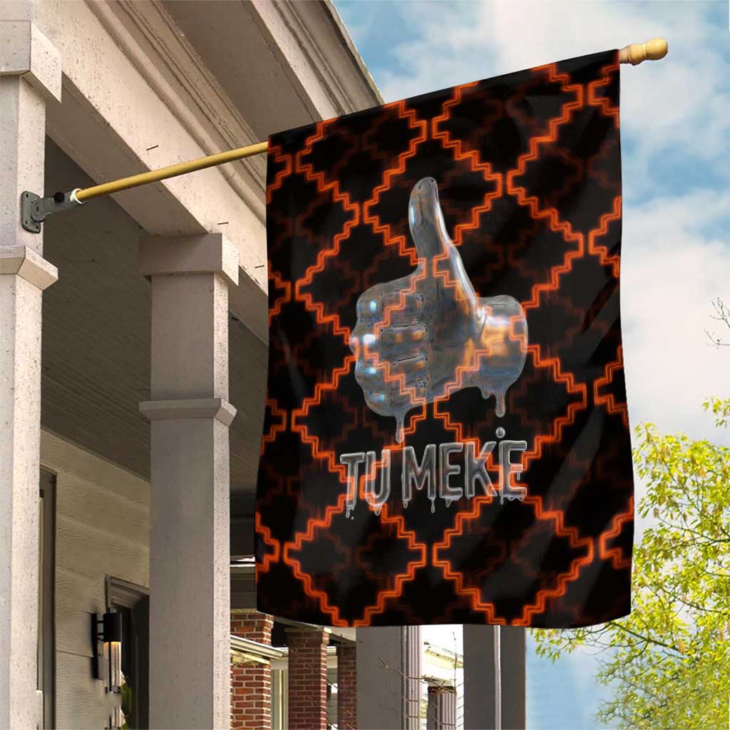 Tu Meke Maori New Zealand Slang Garden Flag with Glow Neon Step Style