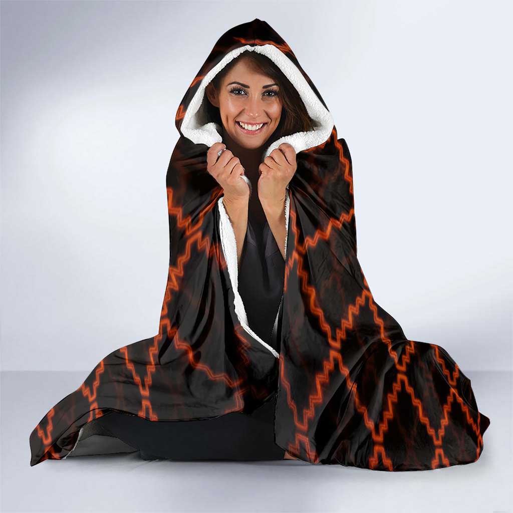 Tu Meke Maori New Zealand Slang Hooded Blanket with Glow Neon Step Style