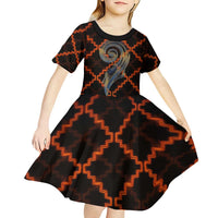 Tu Meke Maori New Zealand Slang Kid Short Sleeve Dress with Glow Neon Step Style