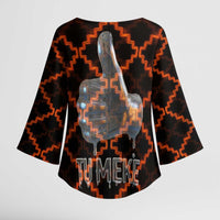 Tu Meke Maori New Zealand Slang Kimono Sleeve Blouse with Glow Neon Step Style