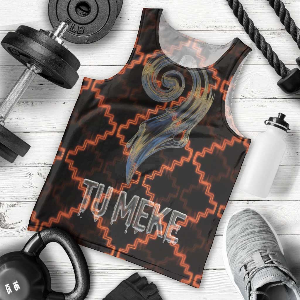 Tu Meke Maori New Zealand Slang Men Tank Top with Glow Neon Step Style