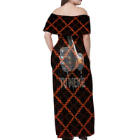 Tu Meke Maori New Zealand Slang Off Shoulder Maxi Dress with Glow Neon Step Style