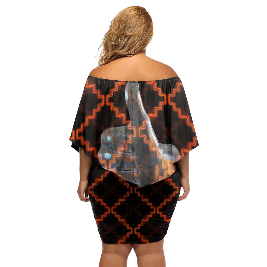 Tu Meke Maori New Zealand Slang Off Shoulder Short Dress with Glow Neon Step Style
