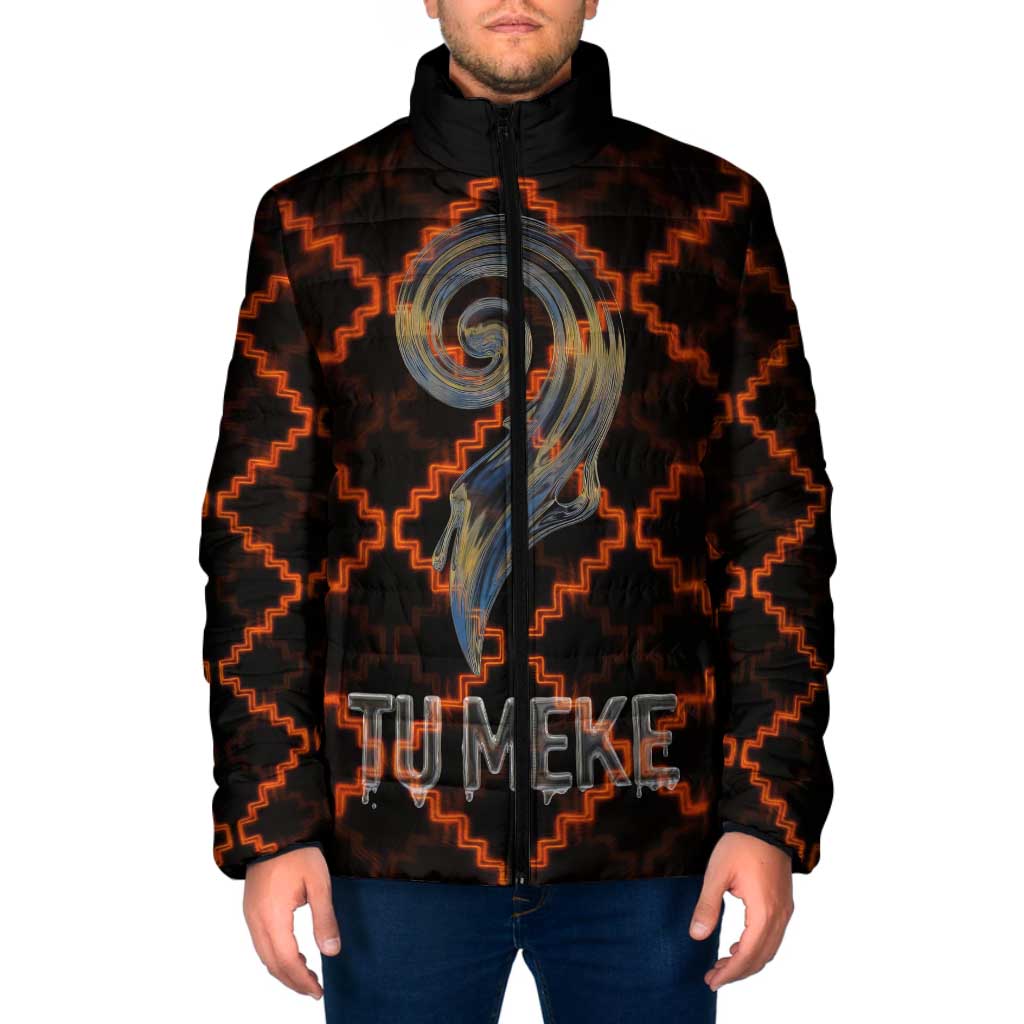 Tu Meke Maori New Zealand Slang Padded Jacket with Glow Neon Step Style