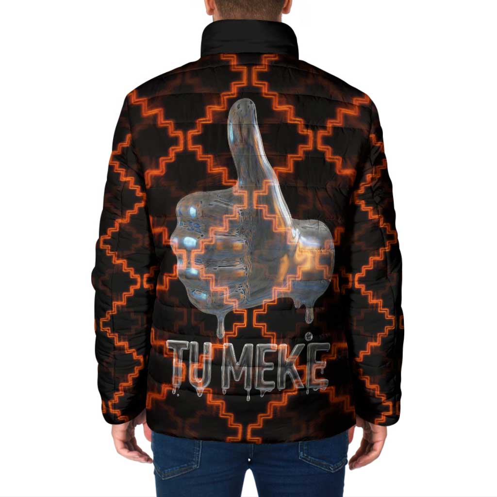 Tu Meke Maori New Zealand Slang Padded Jacket with Glow Neon Step Style