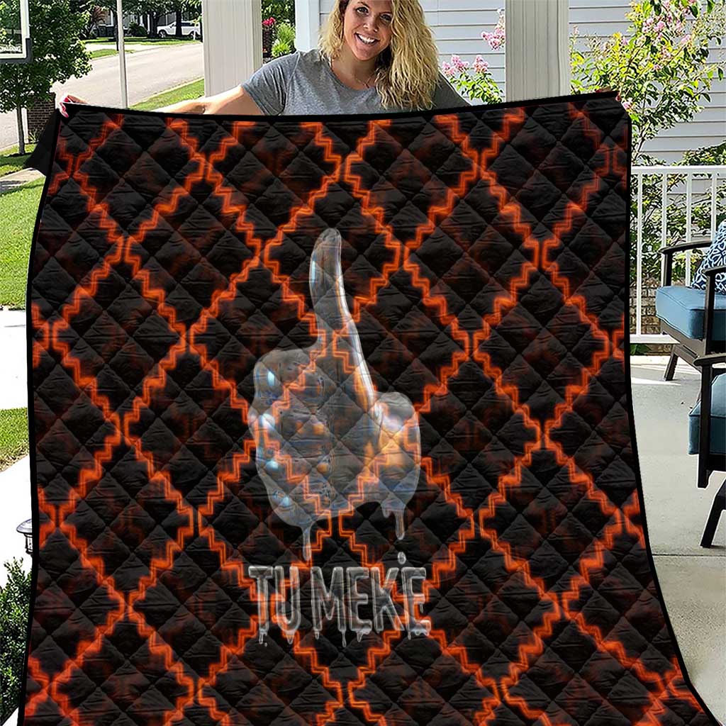 Tu Meke Maori New Zealand Slang Quilt with Glow Neon Step Style