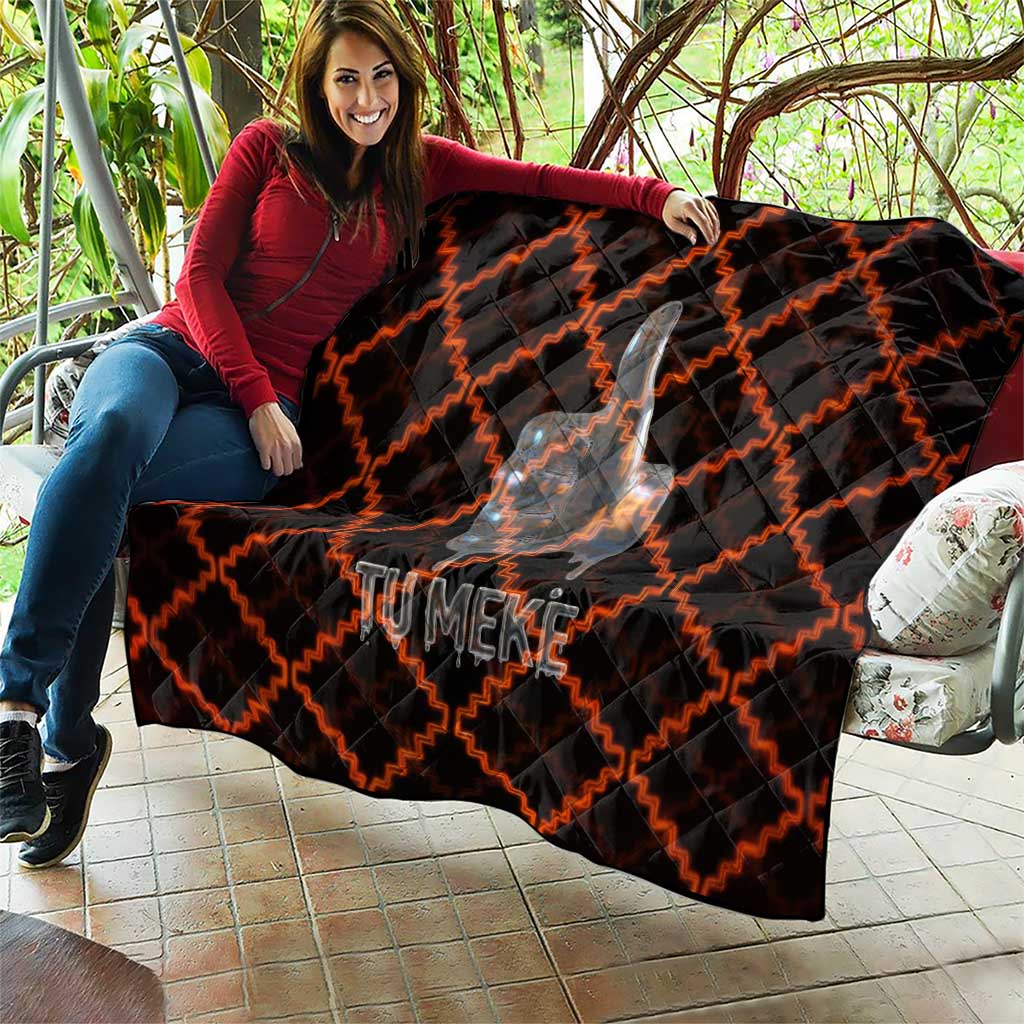 Tu Meke Maori New Zealand Slang Quilt with Glow Neon Step Style