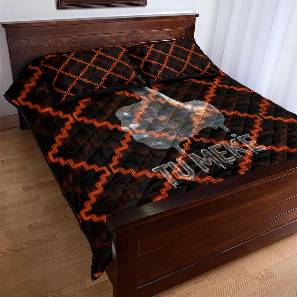 Tu Meke Maori New Zealand Slang Quilt Bed Set with Glow Neon Step Style