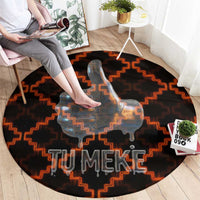 Tu Meke Maori New Zealand Slang Round Carpet with Glow Neon Step Style