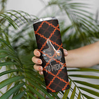 Tu Meke Maori New Zealand Slang Skinny Tumbler with Glow Neon Step Style