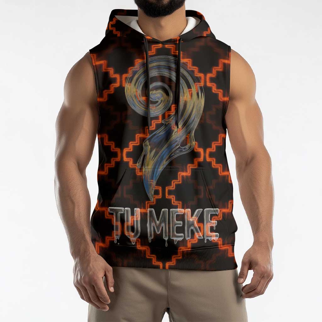 Tu Meke Maori New Zealand Slang Sleeveless Hoodie with Glow Neon Step Style