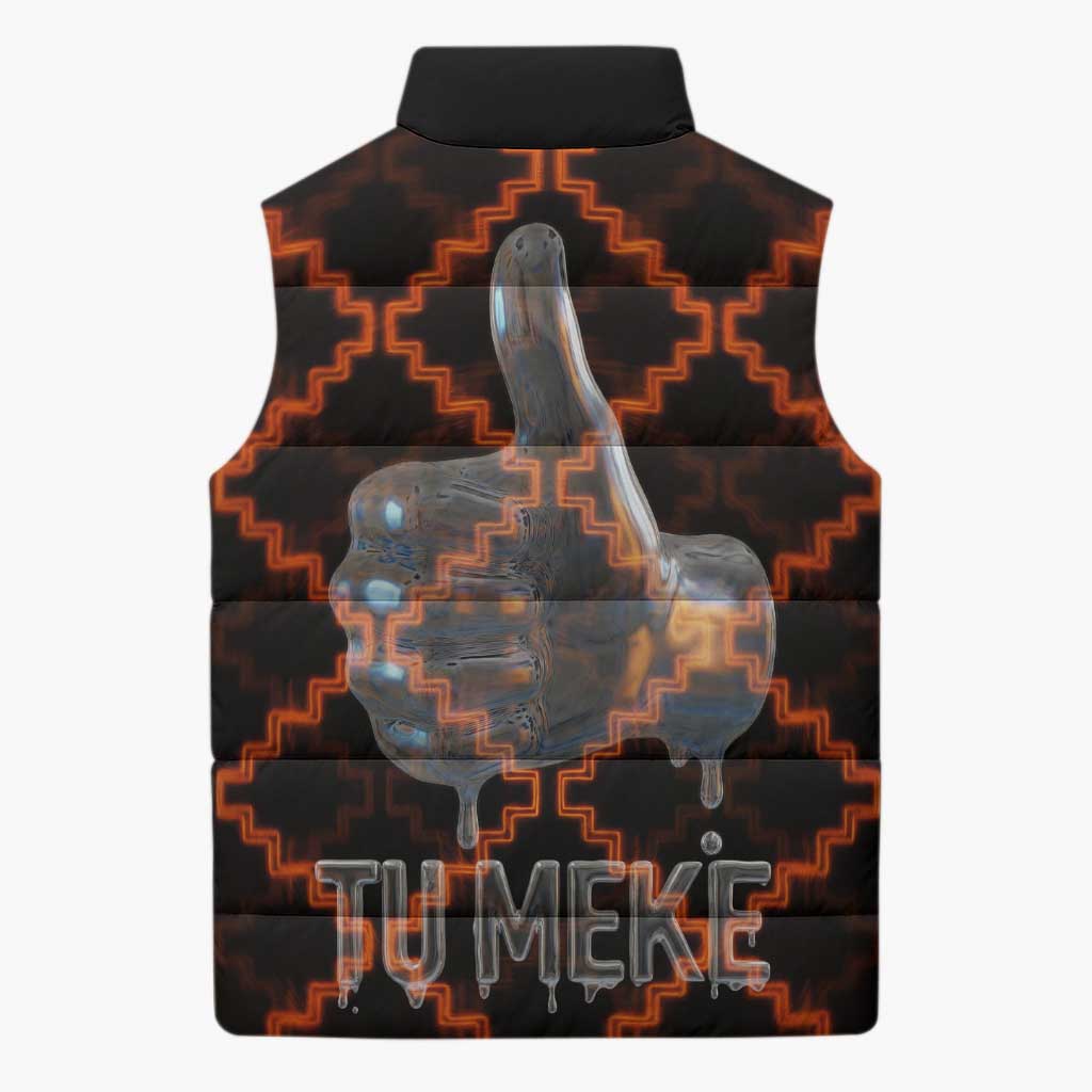 Tu Meke Maori New Zealand Slang Sleeveless Puffer Jacket with Glow Neon Step Style