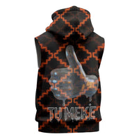 Tu Meke Maori New Zealand Slang Sleeveless Zip Hoodie with Glow Neon Step Style
