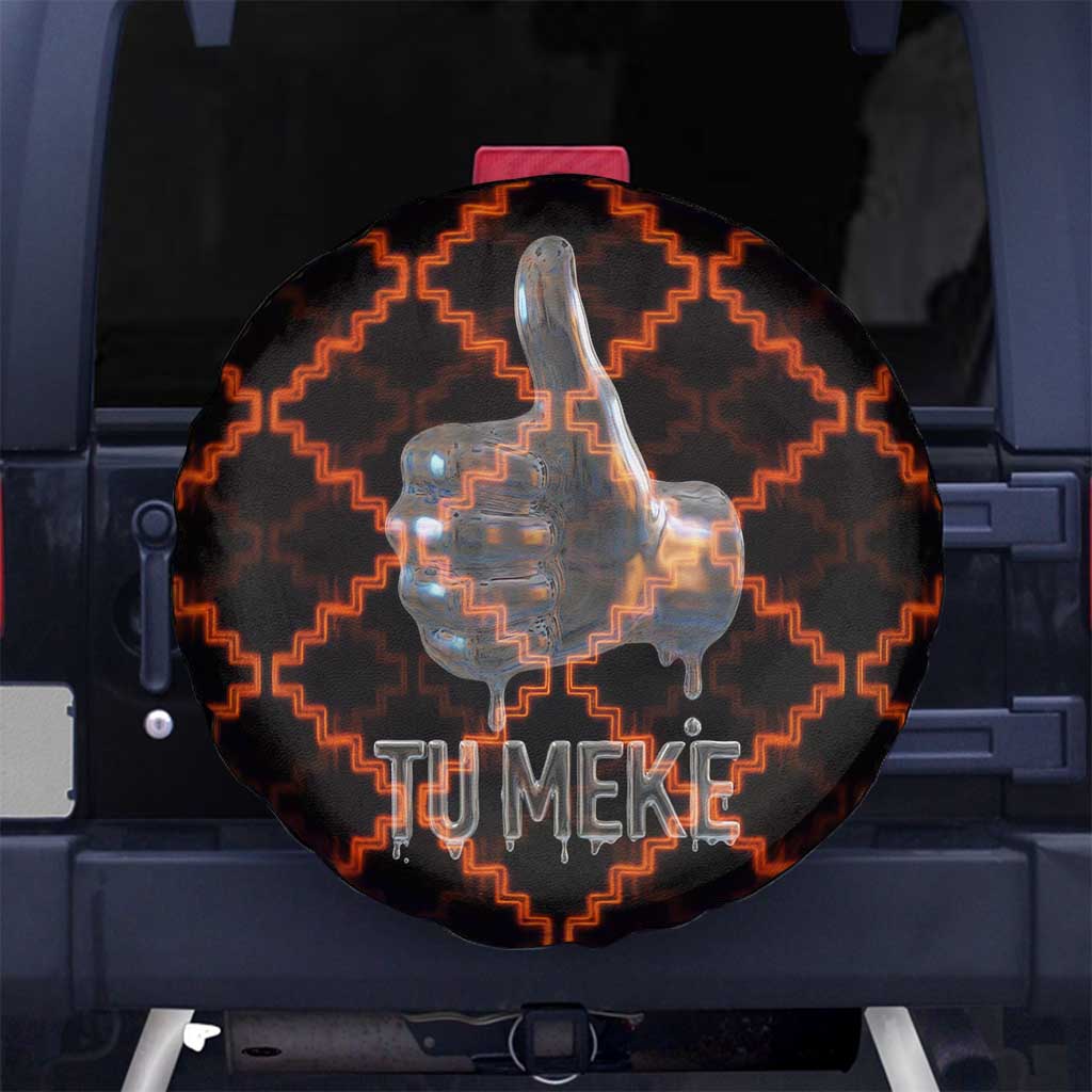 Tu Meke Maori New Zealand Slang Spare Tire Cover with Glow Neon Step Style TS04 No hole Black Orange - Polynesian Pride
