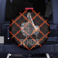 Tu Meke Maori New Zealand Slang Spare Tire Cover with Glow Neon Step Style TS04 No hole Black Orange - Polynesian Pride