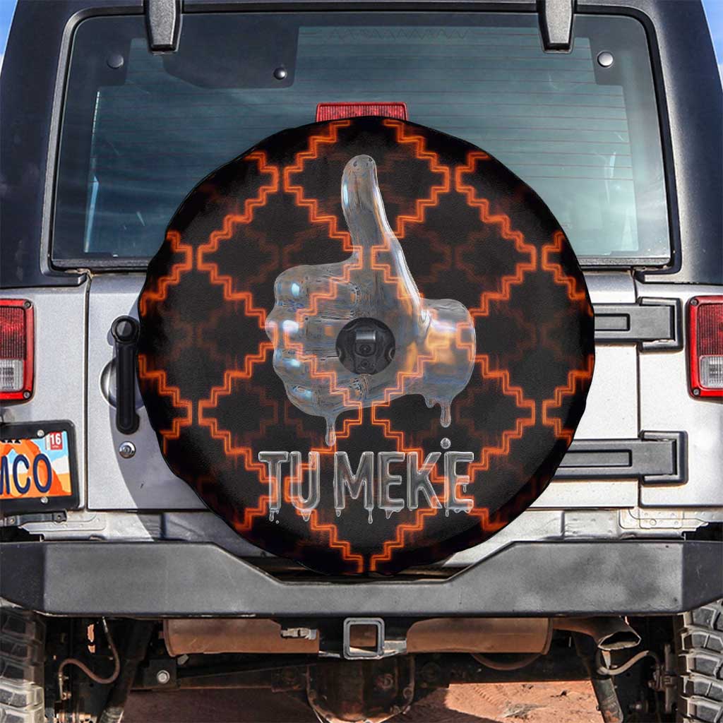 Tu Meke Maori New Zealand Slang Spare Tire Cover with Glow Neon Step Style TS04 Black Orange - Polynesian Pride