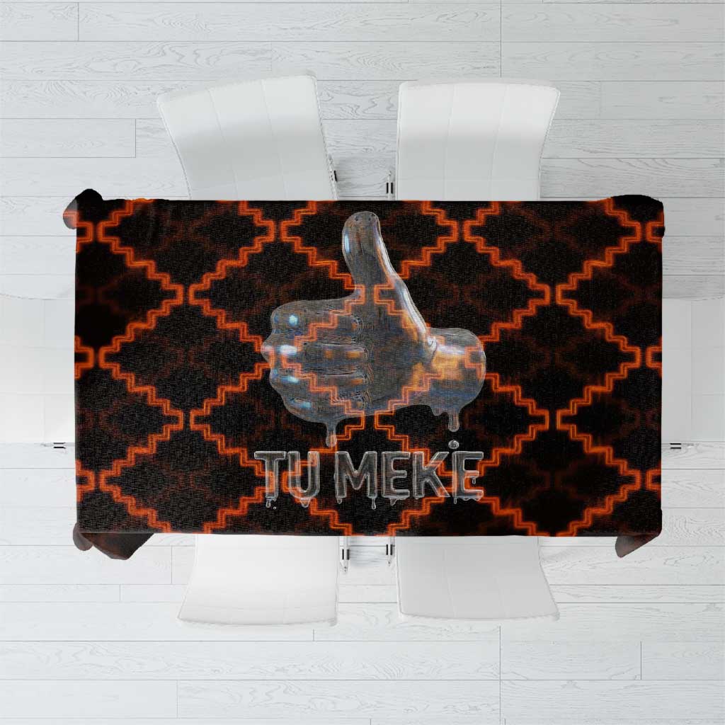 Tu Meke Maori New Zealand Slang Tablecloth with Glow Neon Step Style