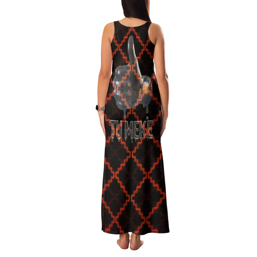 Tu Meke Maori New Zealand Slang Tank Maxi Dress with Glow Neon Step Style