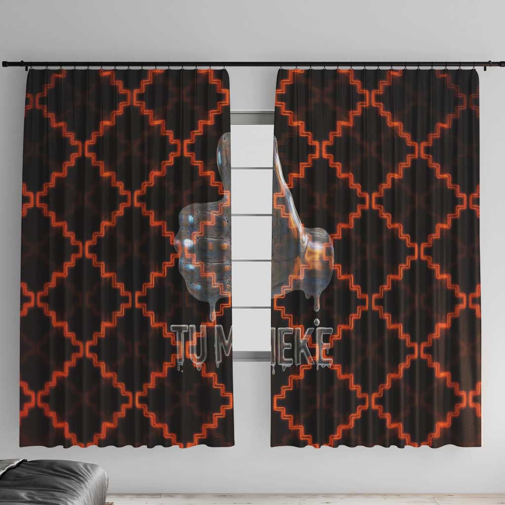Tu Meke Maori New Zealand Slang Window Curtain with Glow Neon Step Style