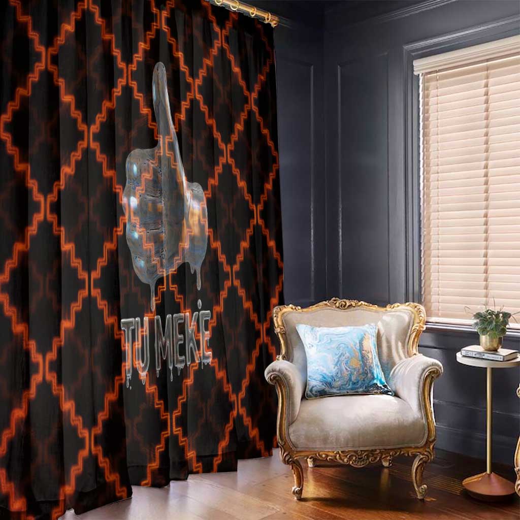 Tu Meke Maori New Zealand Slang Window Curtain with Glow Neon Step Style