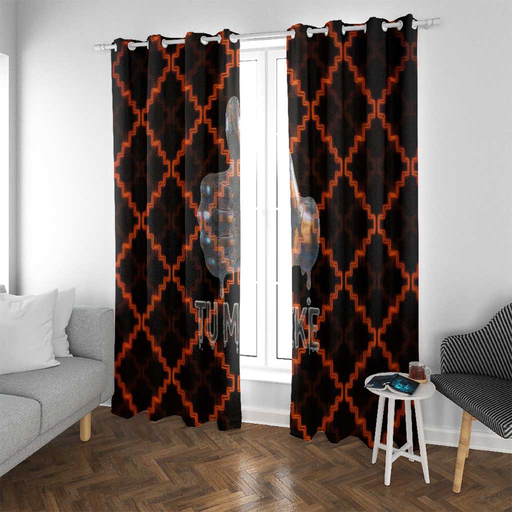Tu Meke Maori New Zealand Slang Window Curtain with Glow Neon Step Style