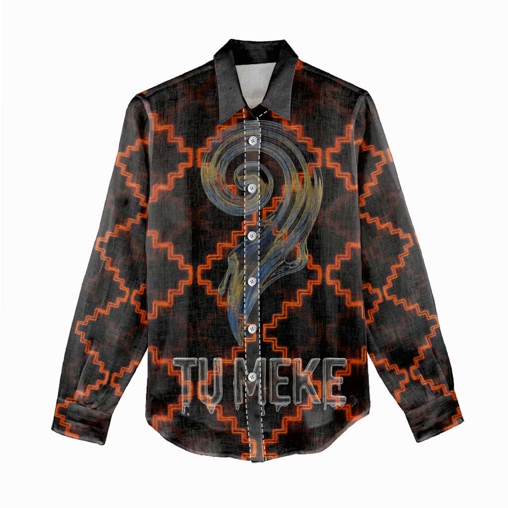Tu Meke Maori New Zealand Slang Women Casual Shirt with Glow Neon Step Style