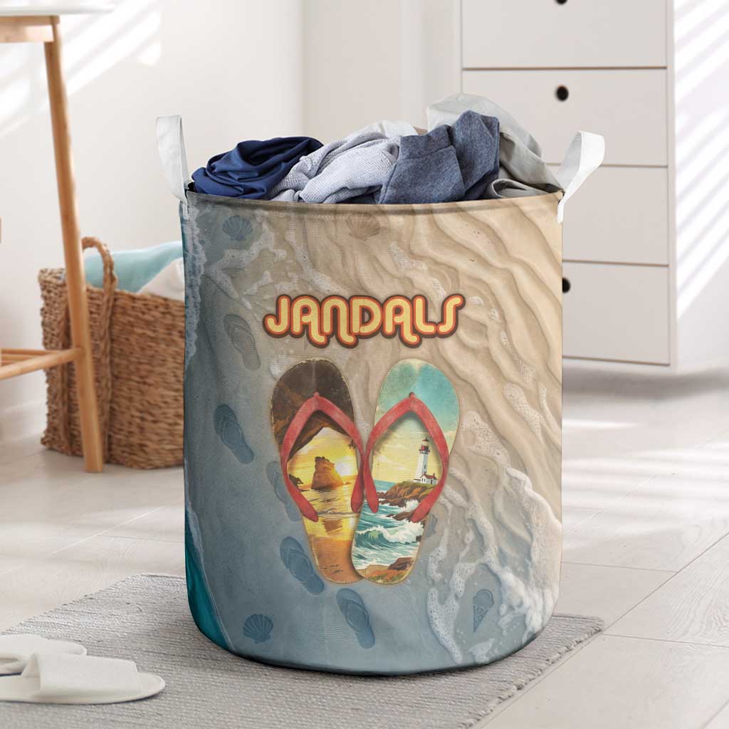 Kiwi Jandal Beach Life Laundry Basket New Zealand Flip Flops Ocean Wave Surf Style