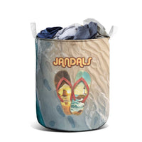 Kiwi Jandal Beach Life Laundry Basket New Zealand Flip Flops Ocean Wave Surf Style