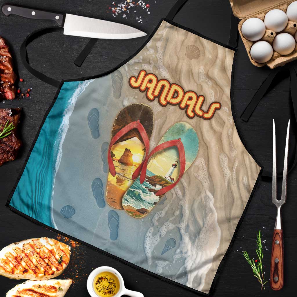 Kiwi Jandal Beach Life Apron New Zealand Flip Flops Ocean Wave Surf Style