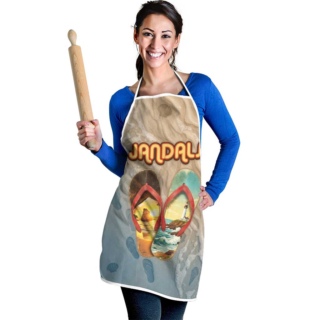 Kiwi Jandal Beach Life Apron New Zealand Flip Flops Ocean Wave Surf Style