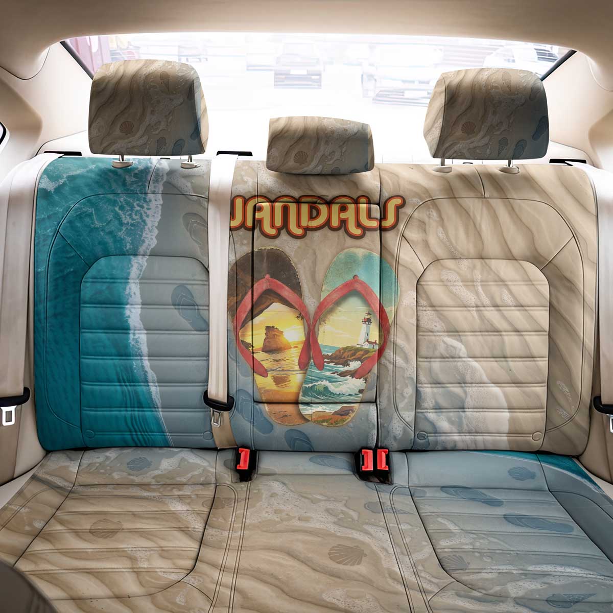 Kiwi Jandal Beach Life Back Car Seat Cover New Zealand Flip Flops Ocean Wave Surf Style TS04 - Polynesian Pride