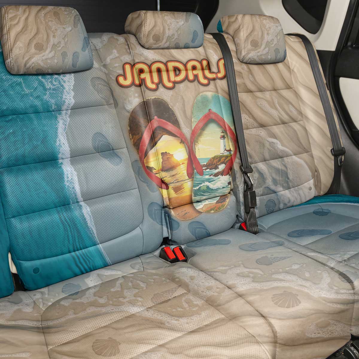 Kiwi Jandal Beach Life Back Car Seat Cover New Zealand Flip Flops Ocean Wave Surf Style TS04 - Polynesian Pride