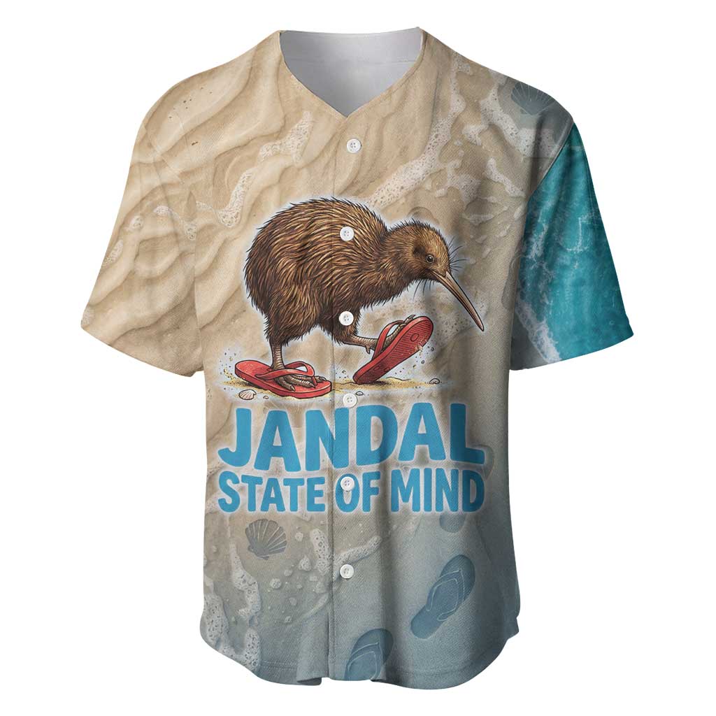 Kiwi Jandal Beach Life Baseball Jersey New Zealand Flip Flops Ocean Wave Surf Style