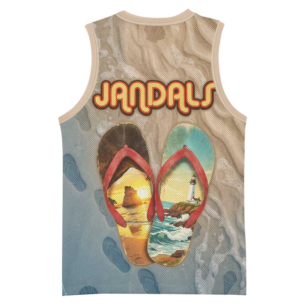 Kiwi Jandal Beach Life Basketball Jersey New Zealand Flip Flops Ocean Wave Surf Style TS04 - Polynesian Pride