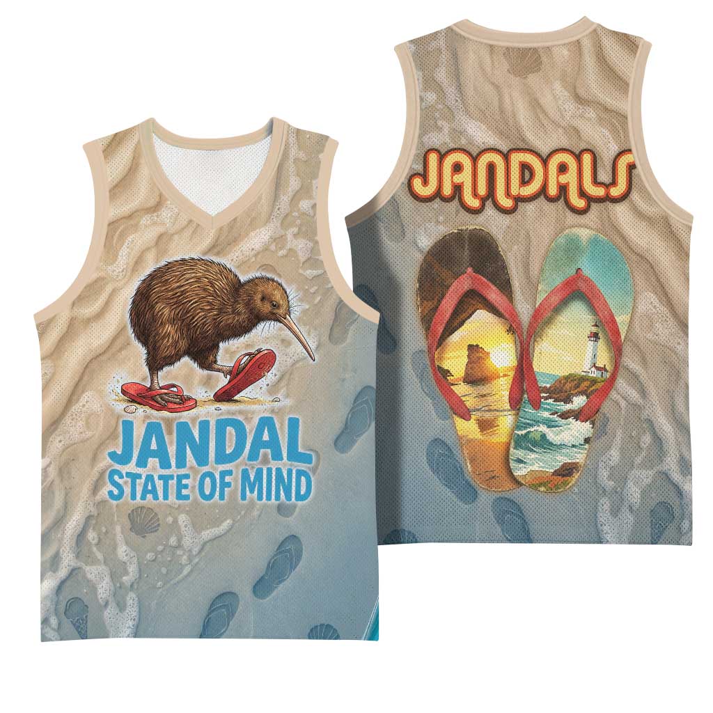 Kiwi Jandal Beach Life Basketball Jersey New Zealand Flip Flops Ocean Wave Surf Style TS04 - Polynesian Pride