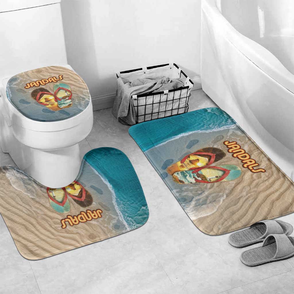 Kiwi Jandal Beach Life Bathroom Set New Zealand Flip Flops Ocean Wave Surf Style