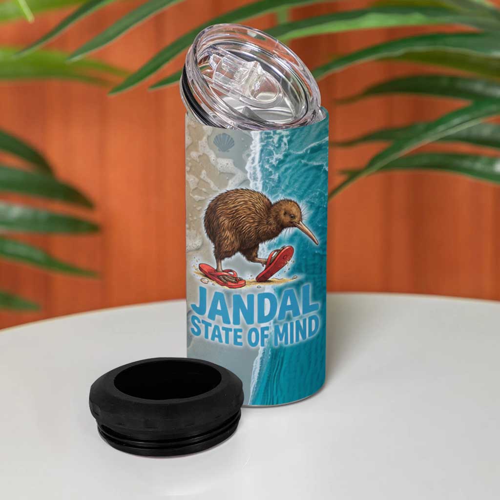 Kiwi Jandal Beach Life 4 in 1 Can Cooler Tumbler New Zealand Flip Flops Ocean Wave Surf Style