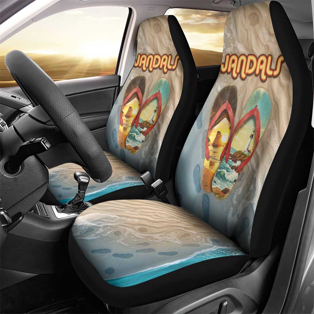 Kiwi Jandal Beach Life Car Seat Cover New Zealand Flip Flops Ocean Wave Surf Style