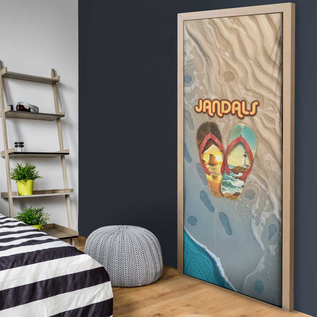 Kiwi Jandal Beach Life Door Cover New Zealand Flip Flops Ocean Wave Surf Style TS04 - Polynesian Pride