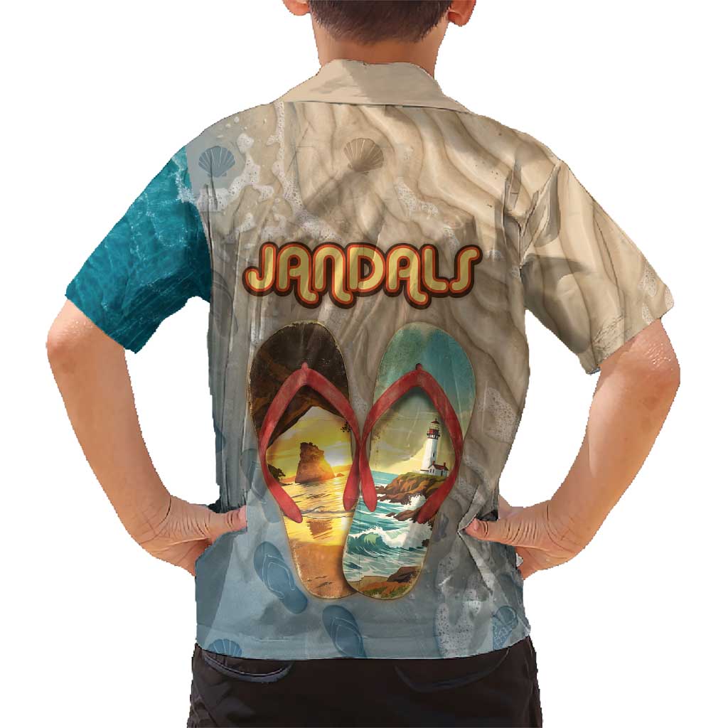Kiwi Jandal Beach Life Family Matching Short Sleeve Bodycon Dress and Hawaiian Shirt New Zealand Flip Flops Ocean Wave Surf Style