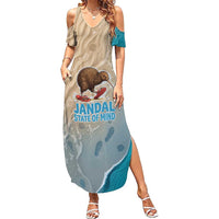 Kiwi Jandal Beach Life Family Matching Summer Maxi Dress and Hawaiian Shirt New Zealand Flip Flops Ocean Wave Surf Style