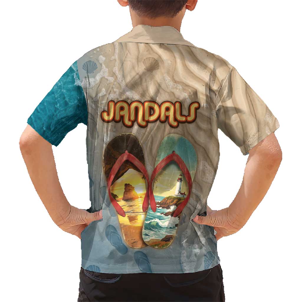 Kiwi Jandal Beach Life Hawaiian Shirt New Zealand Flip Flops Ocean Wave Surf Style