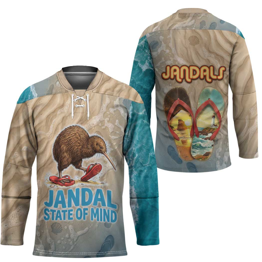 Kiwi Jandal Beach Life Hockey Jersey New Zealand Flip Flops Ocean Wave Surf Style TS04 - Polynesian Pride
